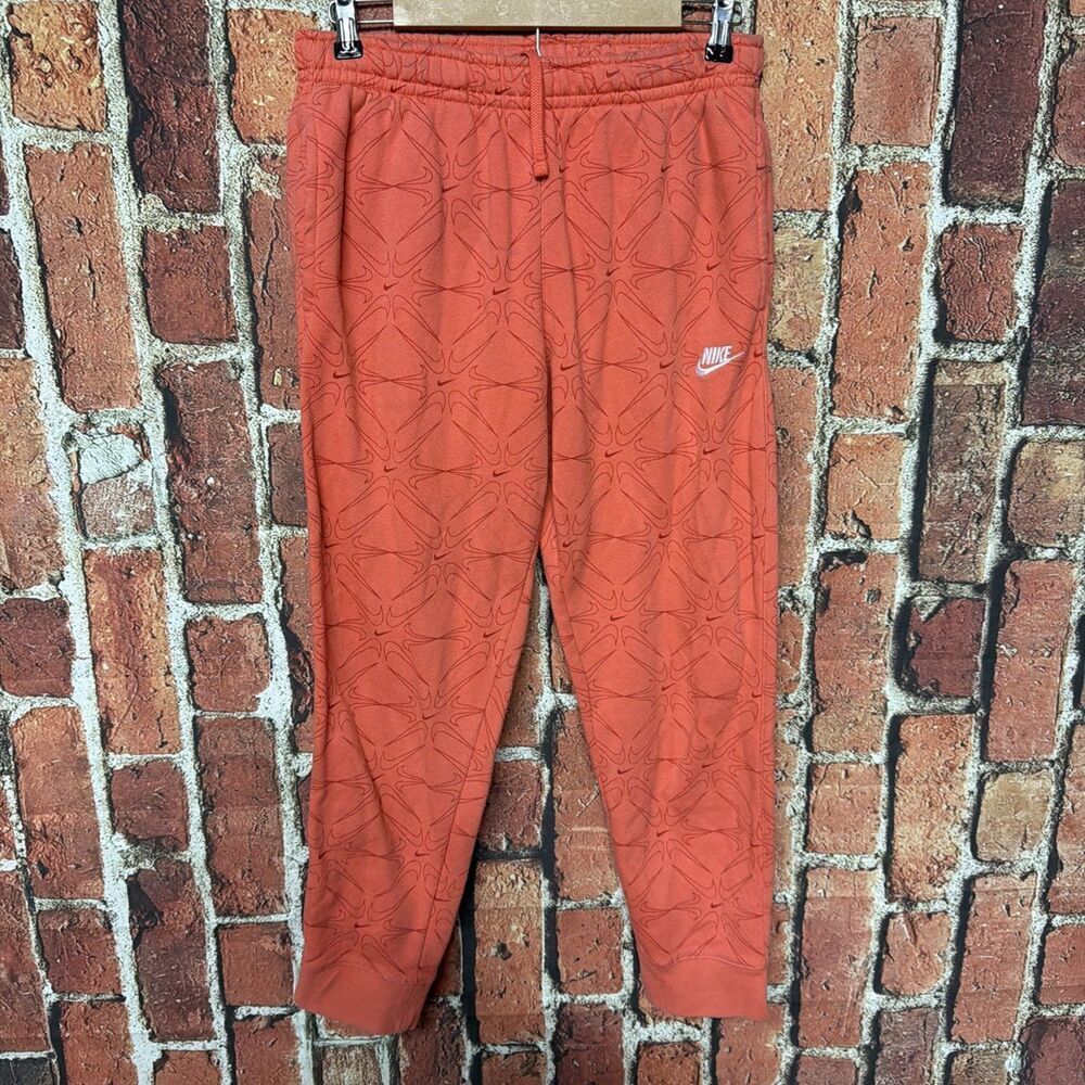 Nike Sportswear Allover Fleece Joggers Pants Mens Small DM7931 Orange NSW Tech